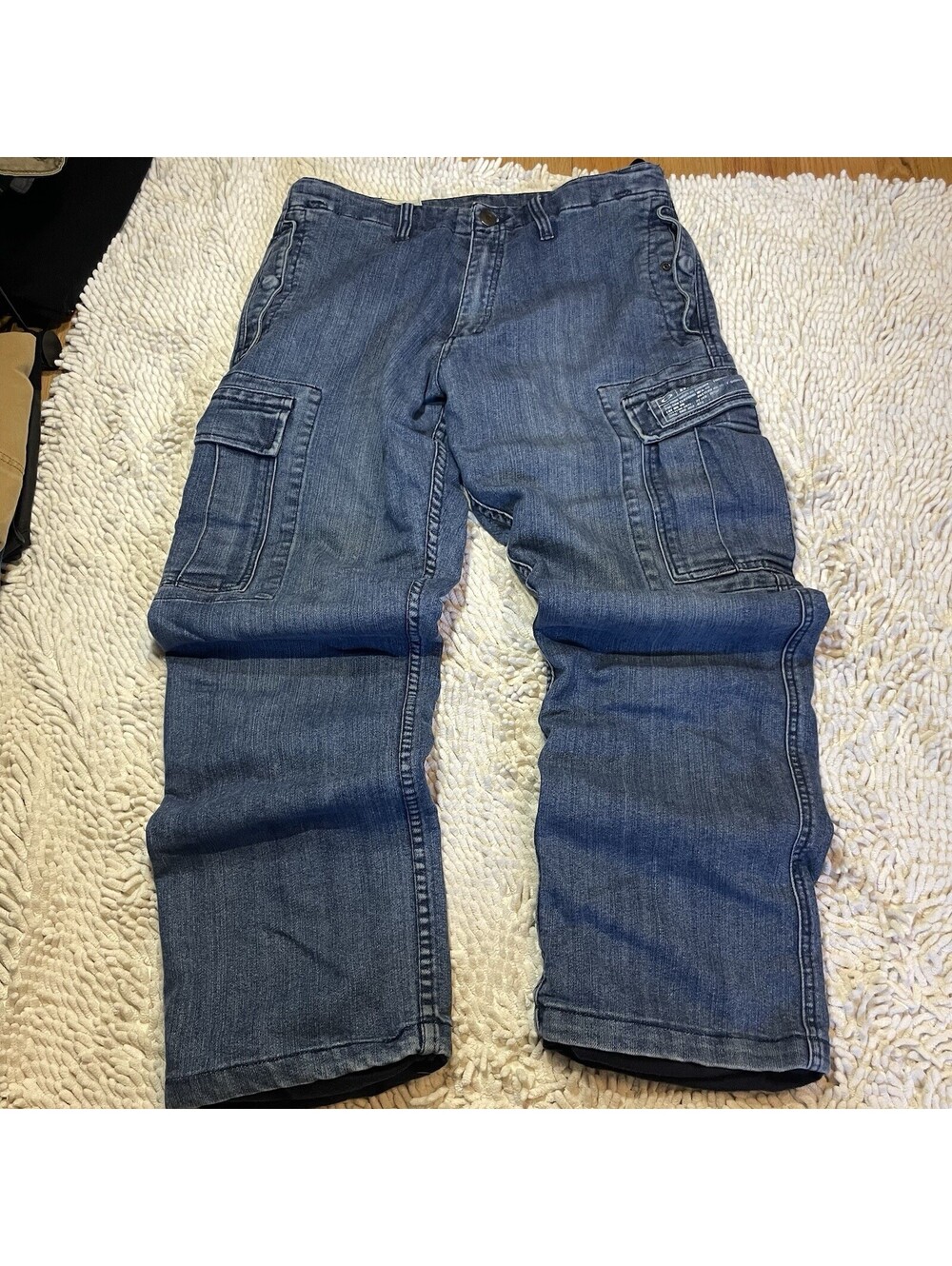 Vintage Y2K Oakley Industrial Denim Jeans Mens 32x29 Fleece Lined Cargo Heavy